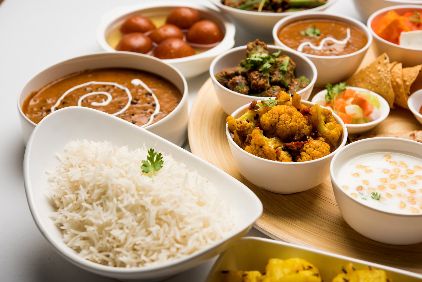 Indian Hindu Veg Thali / food platter, selective focus